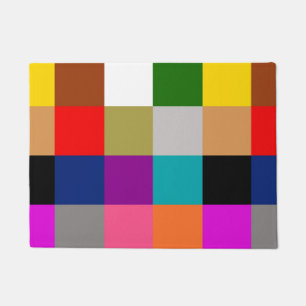 Colourful Bold Colour Blocks Pattern Design Doormat