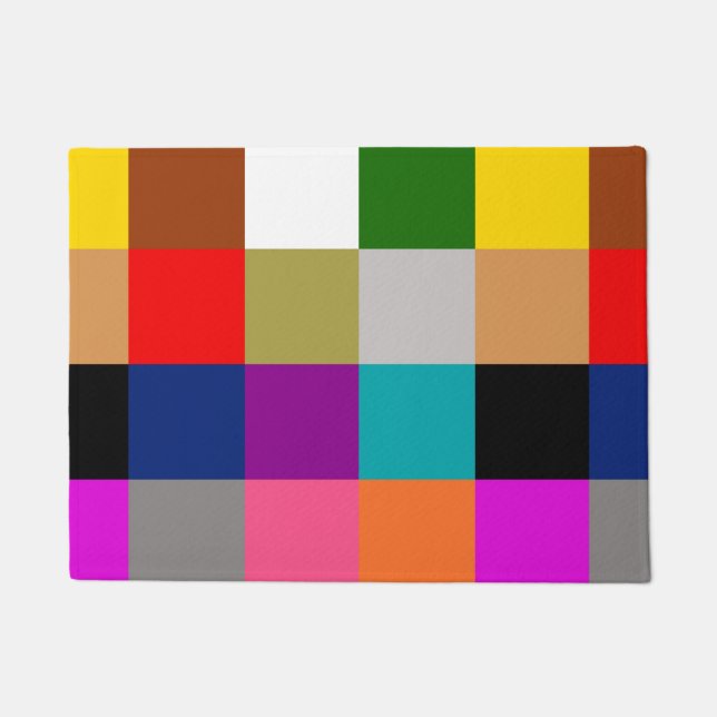Colourful Bold Colour Blocks Pattern Design  Doormat (Front)