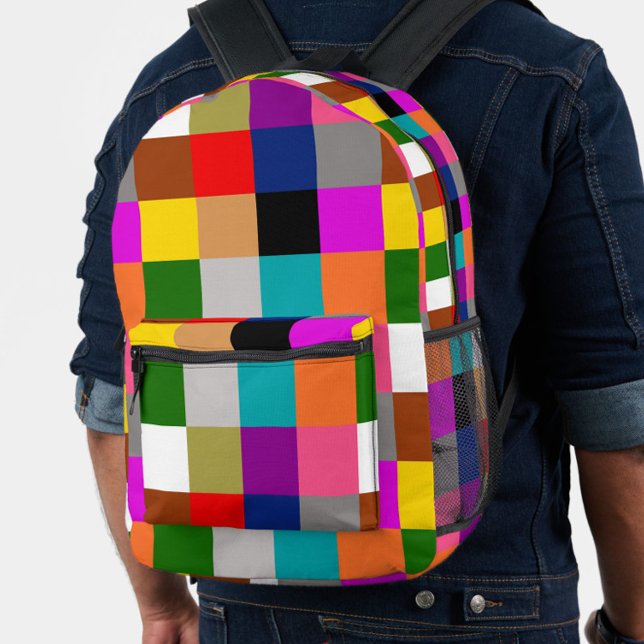 Colourful Bold Colour Blocks Pattern Design  Printed Backpack (Creator Uploaded)