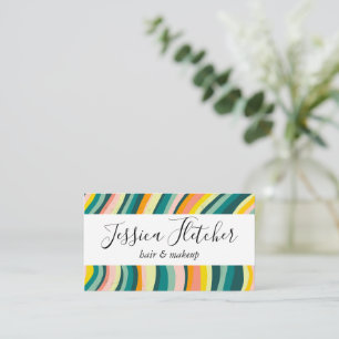 Colourful Bold Curves Stripes Minimalist Elegant Business Card