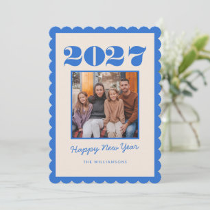 Colourful Bold Festive Blue Two Photo 2026 New Yea Holiday Card