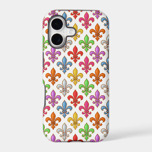 Colourful Bold Fleur-de-lis Flowers White