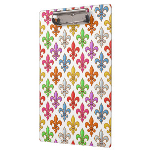Colourful Bold Fleur-de-lis Flowers White Clipboard