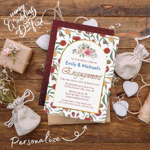 Colourful Bold Floral Blooms Engagement Party Invitation