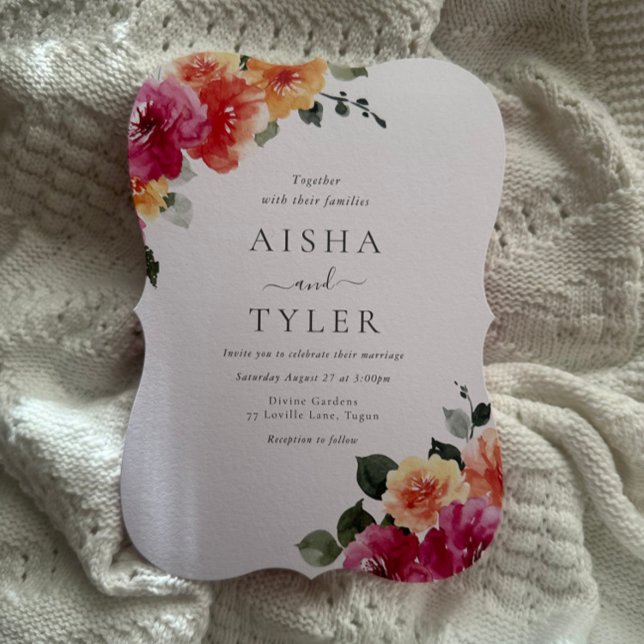 Colourful Bold Floral Watercolor Wedding Invitation (Creator Uploaded)