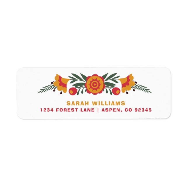 Colourful Bold Folk Art Return Address (Front)