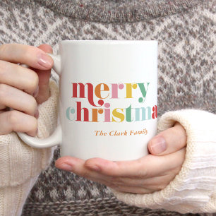 Colourful Bold Lettering "Merry Christmas" Photo Coffee Mug