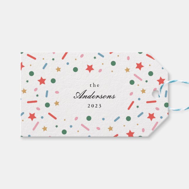 Colourful Bold Merry Christmas Gift Tag (Front (Horizontal))