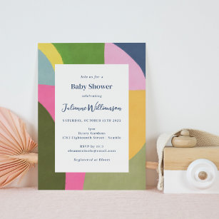 Colourful Bold Modern Abstract Cute Baby Shower Invitation