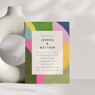 Colourful Bold Modern Abstract Unique Wedding Invitation