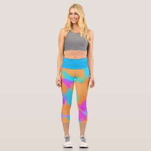 Colourful Bold Modern Artist Pattern Capri Leggings