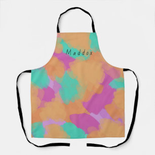 Colourful Bold Modern Artist Pattern + Custom Name Apron