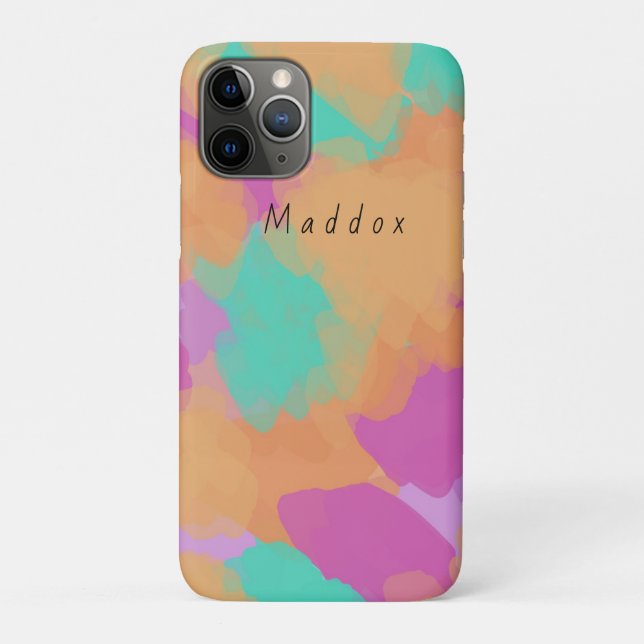 Colourful Bold Modern Artist Pattern + Custom Name Case-Mate iPhone Case (Back)