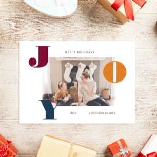 Colourful Bold Modern Script Photo Holiday Card