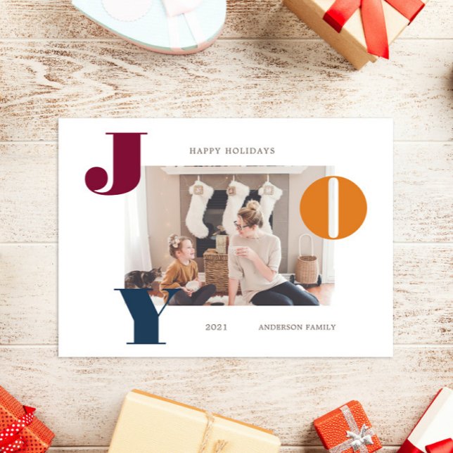 Colourful Bold Modern Script Photo Holiday Card (Creator Uploaded)
