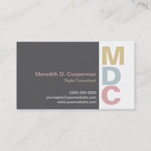 Colourful Bold Monogram Business Card