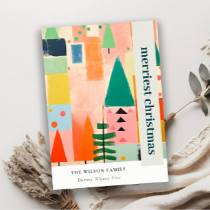 Colourful Bold Retro Abstract Christmas Landscape Holiday Card