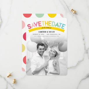 Colourful Bold Text Modern Summer Rainbow Photo Save The Date