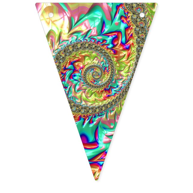 Colourful Bold Vibrant Groovy Trippy Fractal Spira Bunting (First Flag)
