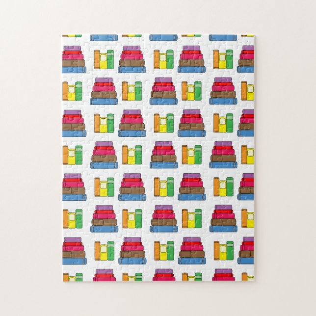 Colourful Book Pile Pattern Jigsaw Puzzle (Vertical)