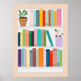 Colourful Bookshelf Poster