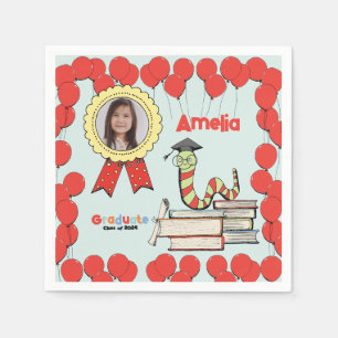 Colourful Bookworm Kids Graduation Party Napkin