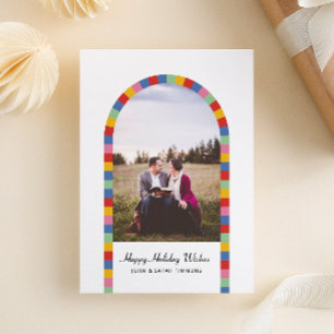 Colourful Border Arch Photo Christmas Holiday  Postcard