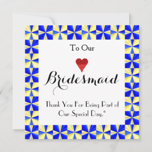 Colourful Border For Being My Bridesmaid Thank You Invitation