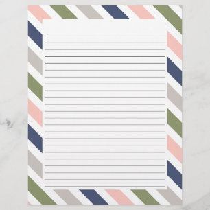 Colourful Border Striped Letter Paper with Lines Custom Letterhead