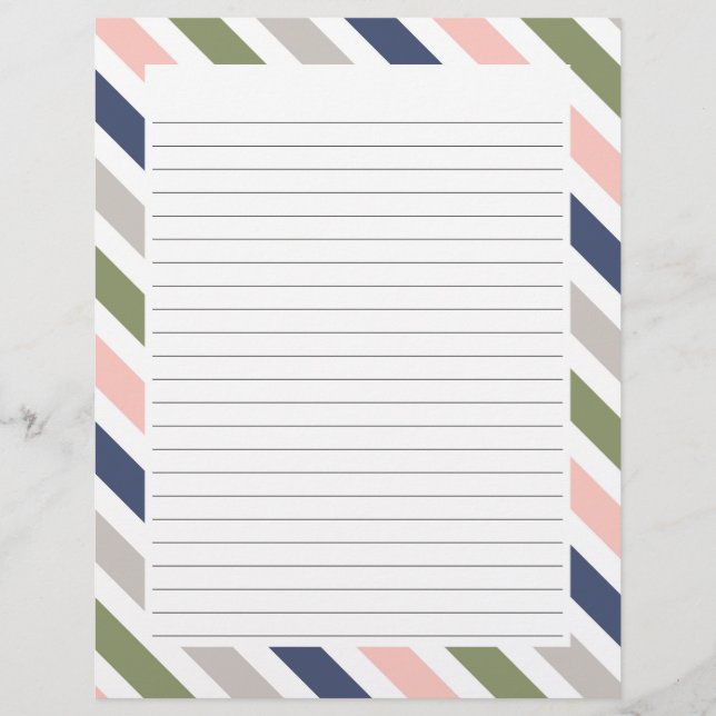 Colourful Border Striped Letter Paper with Lines Custom Letterhead (Front)