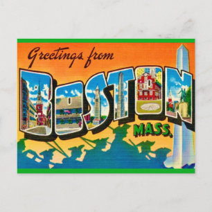 Colourful Boston Greeting Postcard