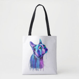 Colourful Boston Terrier Dog Art Watercolor Painti Tote Bag