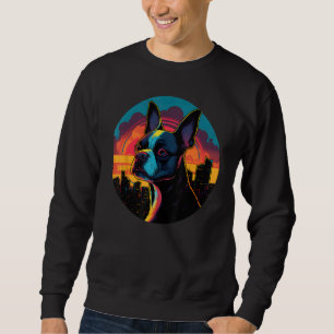 Colourful Boston Terrier Dog Dad Mom Graffity Sweatshirt