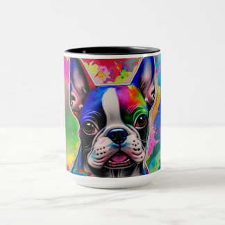 Colourful Boston Terrier Paint Splashes Mug