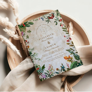 Colourful Botanical Berry Wedding Invitation