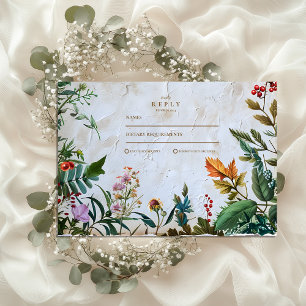 Colourful Botanical Berry Wedding RSVP Card