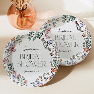 Colourful Botanical Bridal Shower Paper Plates