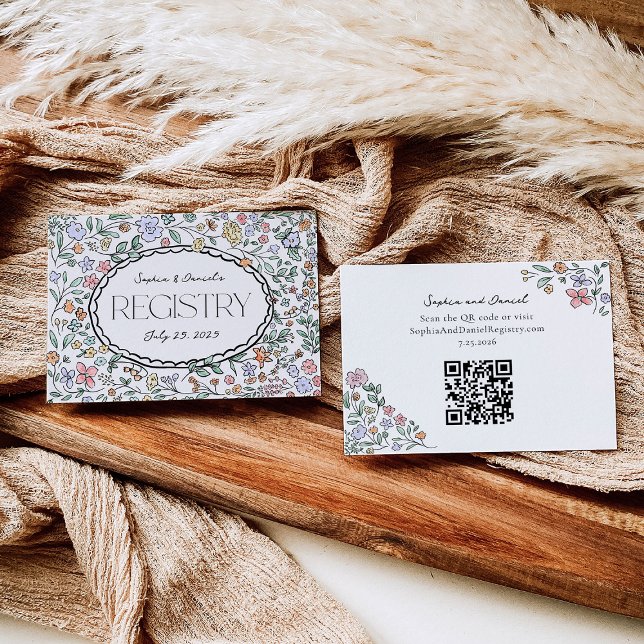 Colourful Botanical Bridal Shower Registry Cards (Creator Uploaded)