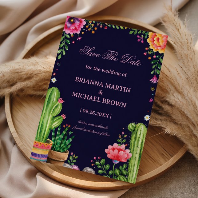 Colourful Botanical Desert Romantic Mexican Save The Date (Creator Uploaded)