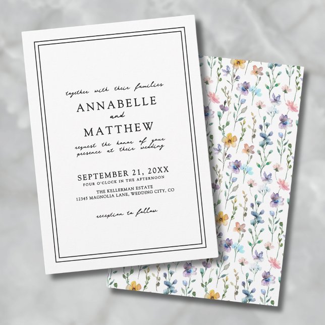 Colourful Botanical Elegant Wildflower Wedding Invitation (Colorful Botanical Elegant Wildflower Wedding Invitation)