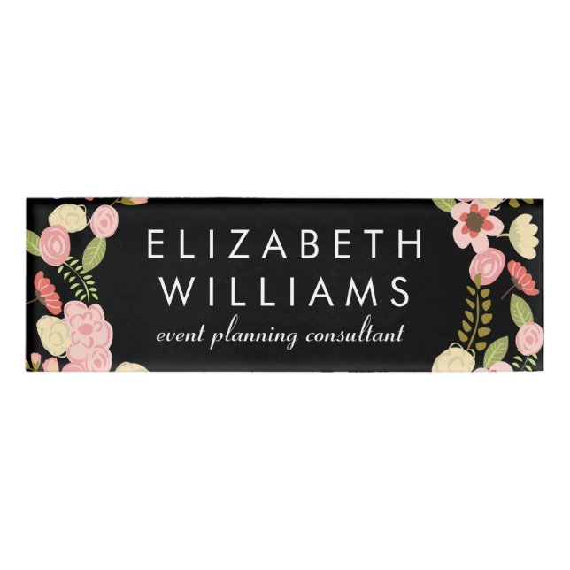 Colourful Botanical Floral Name Tag (Front)