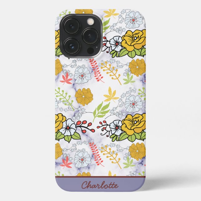 Colourful botanical floral pattern personalised iPhone case (Back)