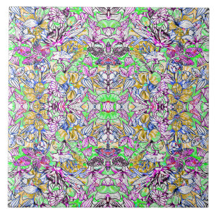 Colourful Botanical Floral Tile