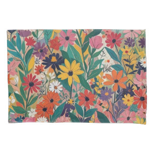 Colourful Botanical Floral Wall Art Pillowcase