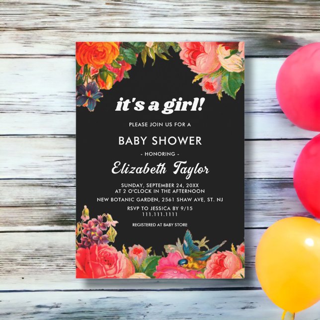 Colourful Botanical Garden Floral Girl Baby Shower Invitation (Creator Uploaded)
