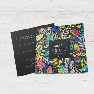 Colourful Botanical Pattern Gold Glitter Referral Square Business Card