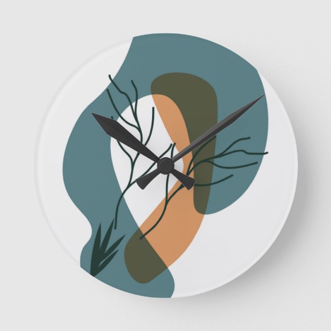  Colourful botanical shapes Round Clock (Front)