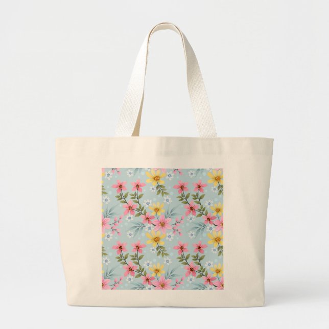 Colourful Botanical Spring Flower Tote Bag (Front)