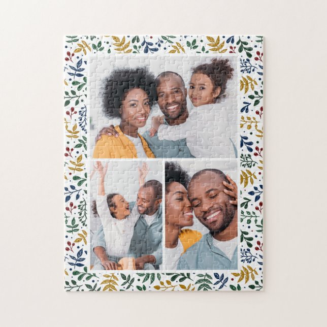 Colourful Botanical Three Photo Collage Jigsaw Puzzle (Vertical)