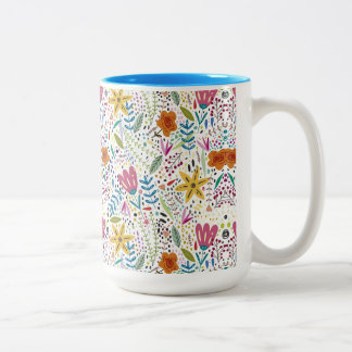 Colourful Botanical Two-Tone Coffee Mug